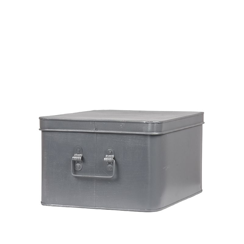 Media Opbergbox 35x27x18 cm | XL Antiek Grijs Metaal