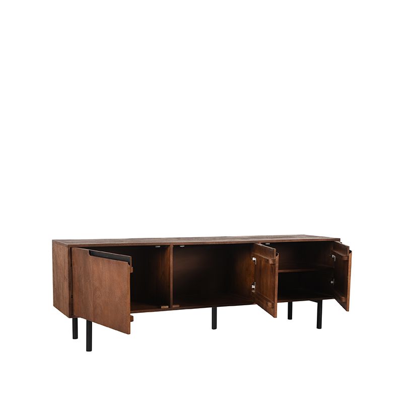 Tv-Meubel Rio 180x40x60 cm Espresso Mangohout | Zwart Metaal