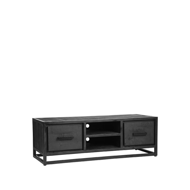 Tv-Meubel Chili 120x45x40 cm Zwart Mangohout | Zwart Metaal