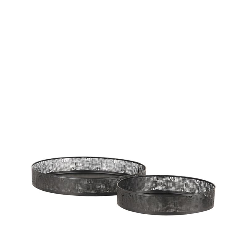 Set Dienbladen 39x39x6 cm Zwart Metaal