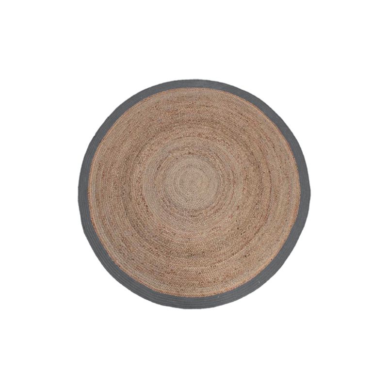 Vloerkleed Jute 90x90 cm| M Naturel Jute | Grijs Katoen