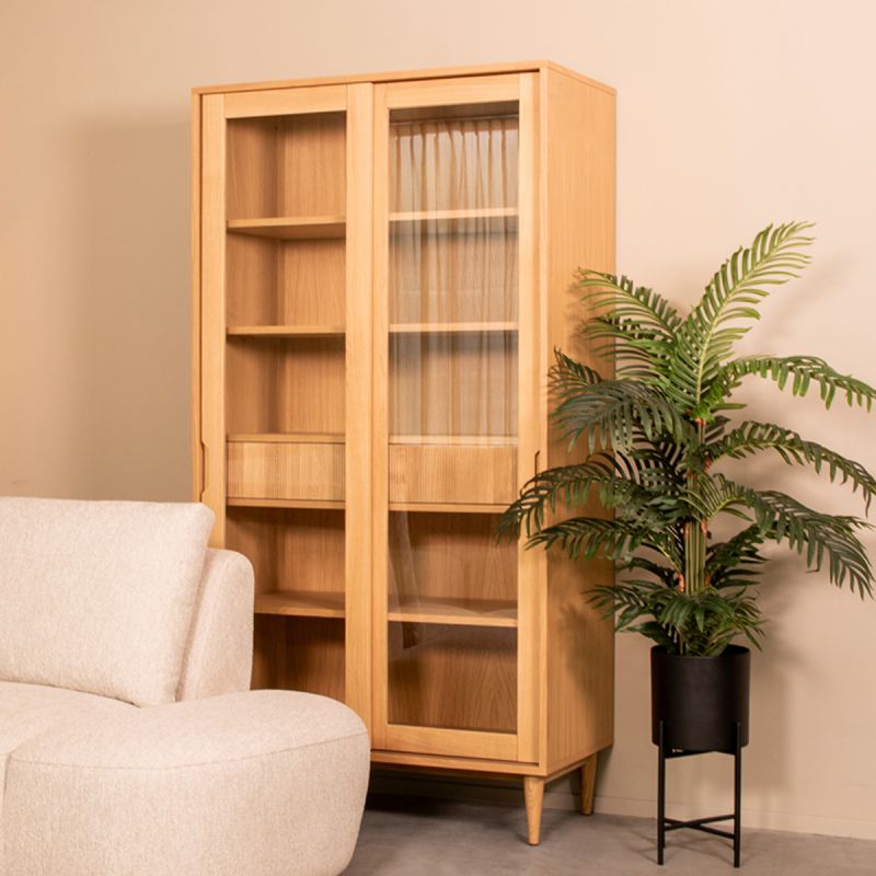 Vitrinekast Jule 100x49x180 cm Naturel Eiken | Glas