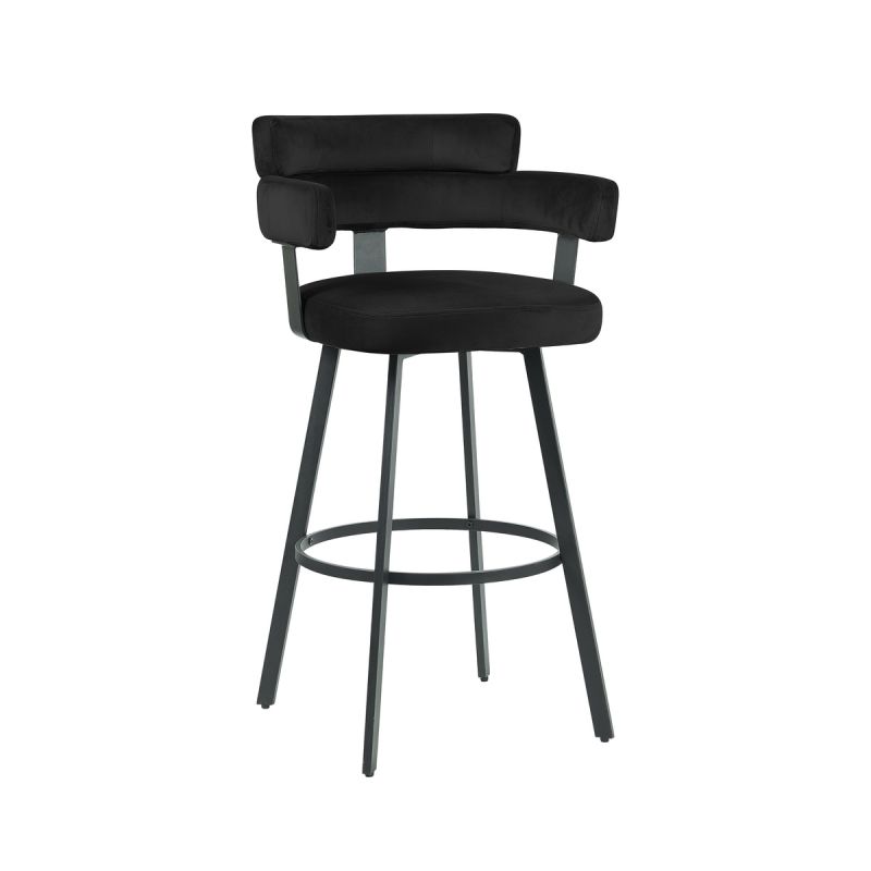 Barkruk Bardio 56x52x101 cm Zwart Fluweel | Zwart Metaal