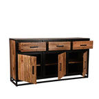 Dressoir Tampa 170x45x90 cm Rough Mangohout | Zwart Metaal