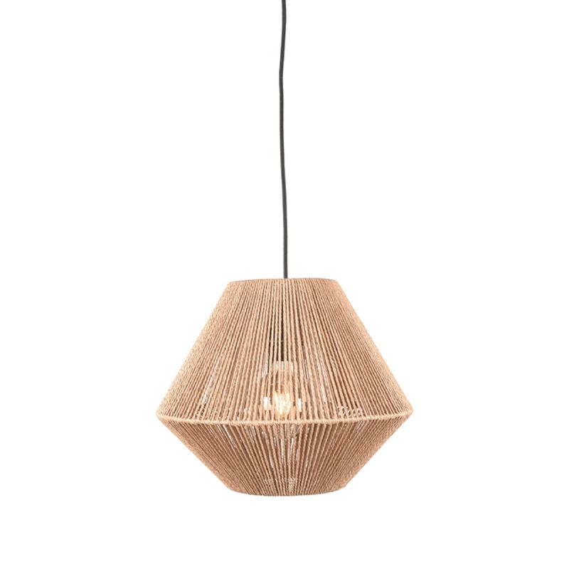 Hanglamp Ibiza Diamond 1-Lichts 25x25x150 cm Naturel Jute | Zwart Metaal