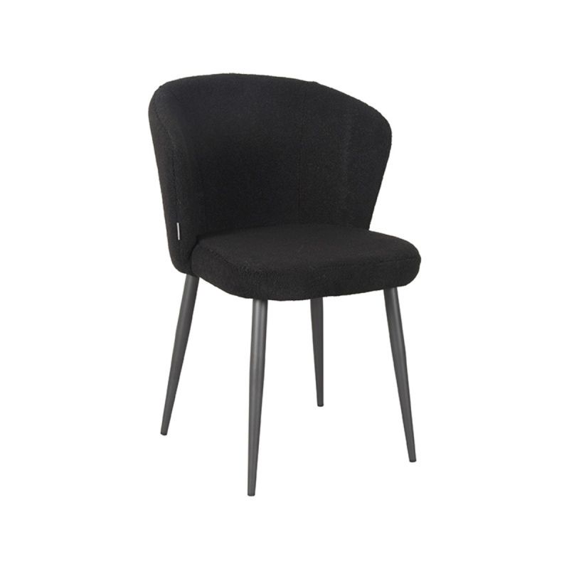 Eetkamerstoel Whirl 58x60x85 cm Zwart Teddy | Zwart Metaal