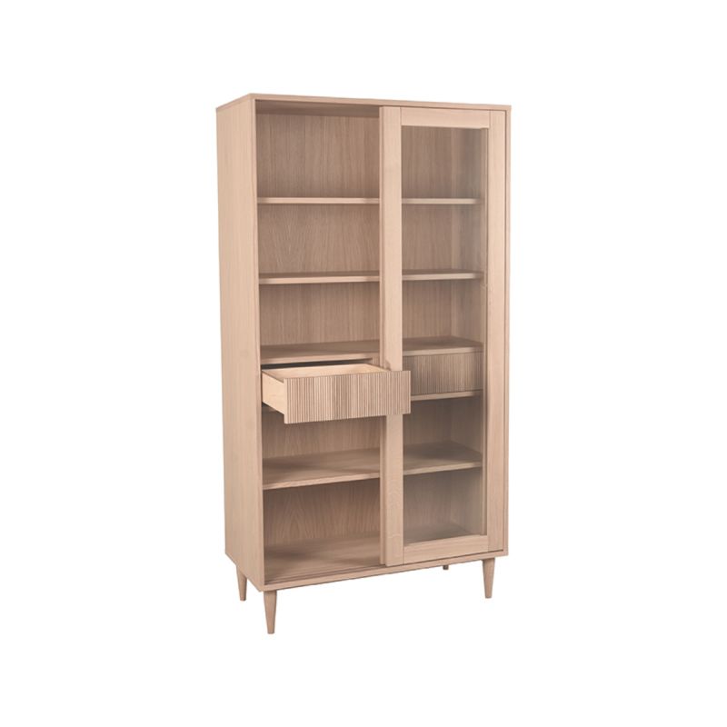 Vitrinekast Jule 100x49x180 cm Naturel Eiken | Glas