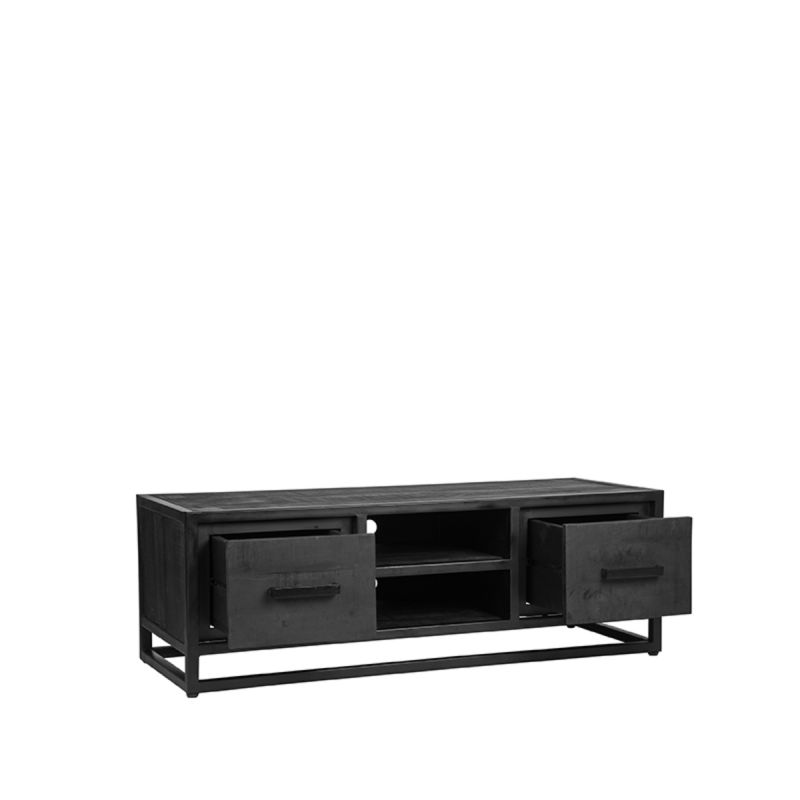 Tv-Meubel Chili 120x45x40 cm Zwart Mangohout | Zwart Metaal