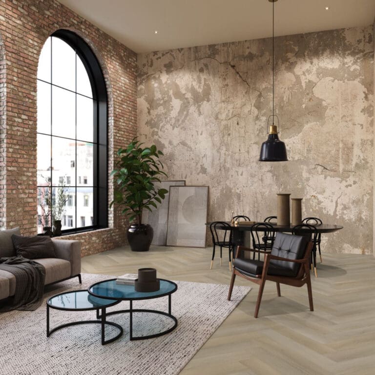 Pvc Visgraat 08 herringbone dryback light oak