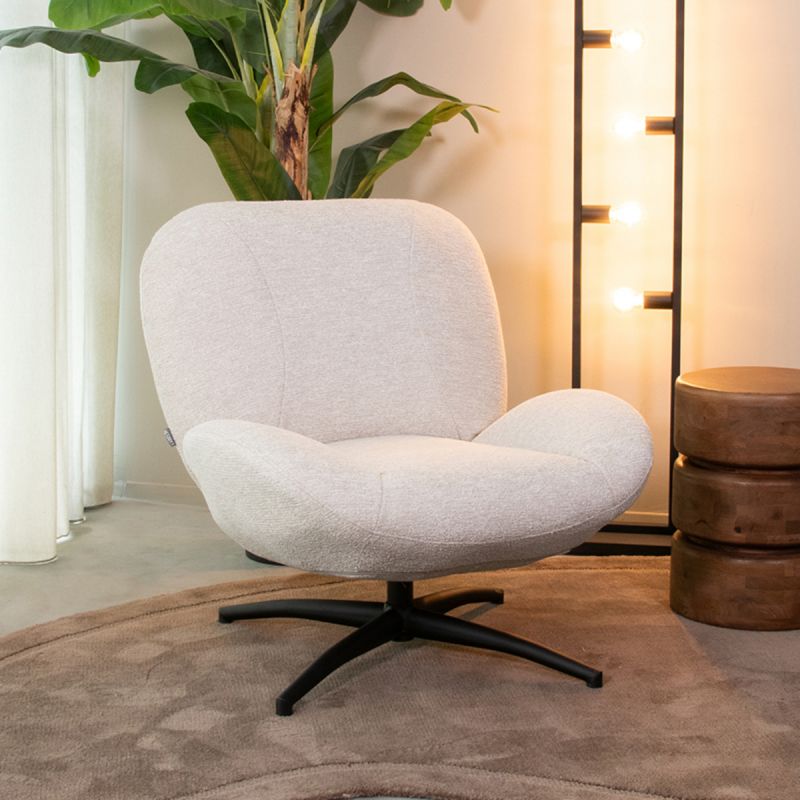 Draaifauteuil Clayton 82x89x91 cm Naturel Canyon | Zwart Metaal