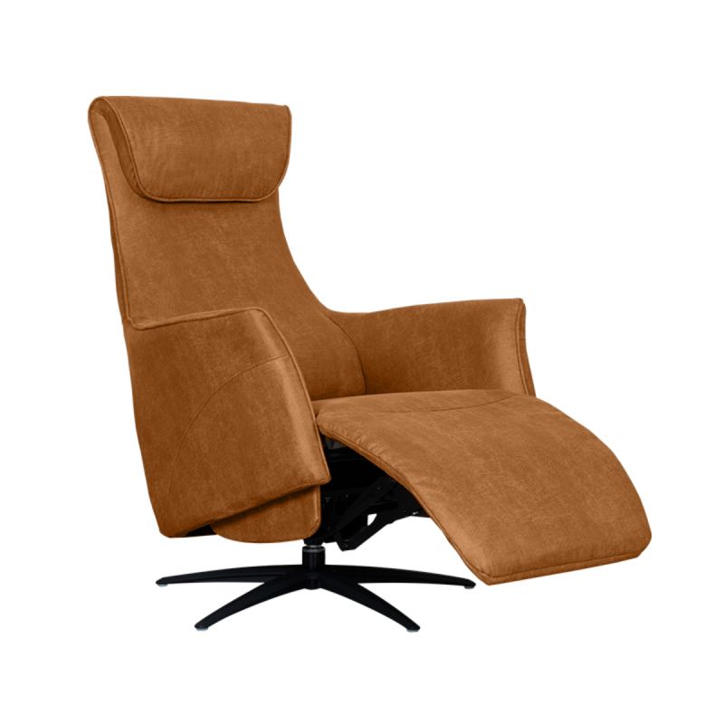 Elektrische Fauteuil Lund 74x83x112 cm Cognac Micro Suede | Zwart Metaal