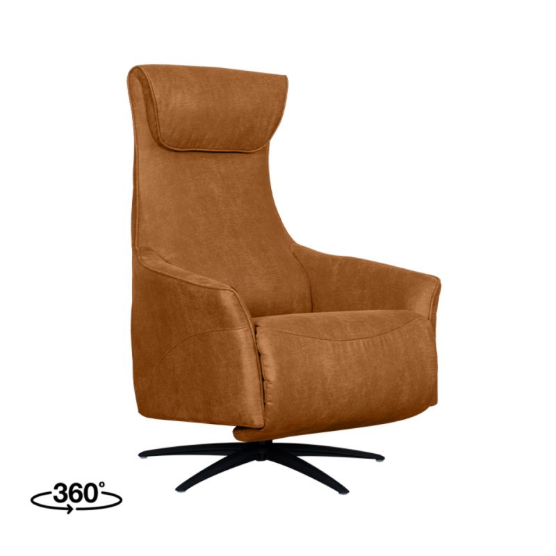 Elektrische Fauteuil Lund 74x83x112 cm Cognac Micro Suede | Zwart Metaal