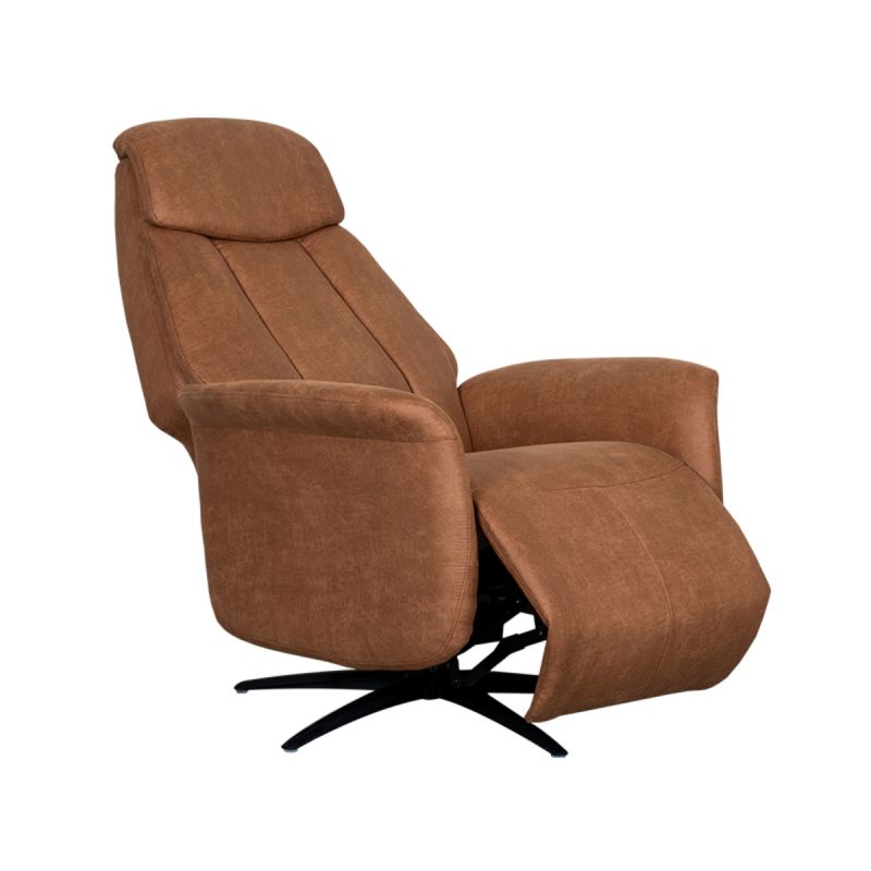 Elektrische Fauteuil Oslo 79x87x112 cm Cognac Micro Suede | Zwart Metaal