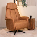 Elektrische Fauteuil Oslo 79x87x112 cm Cognac Micro Suede | Zwart Metaal