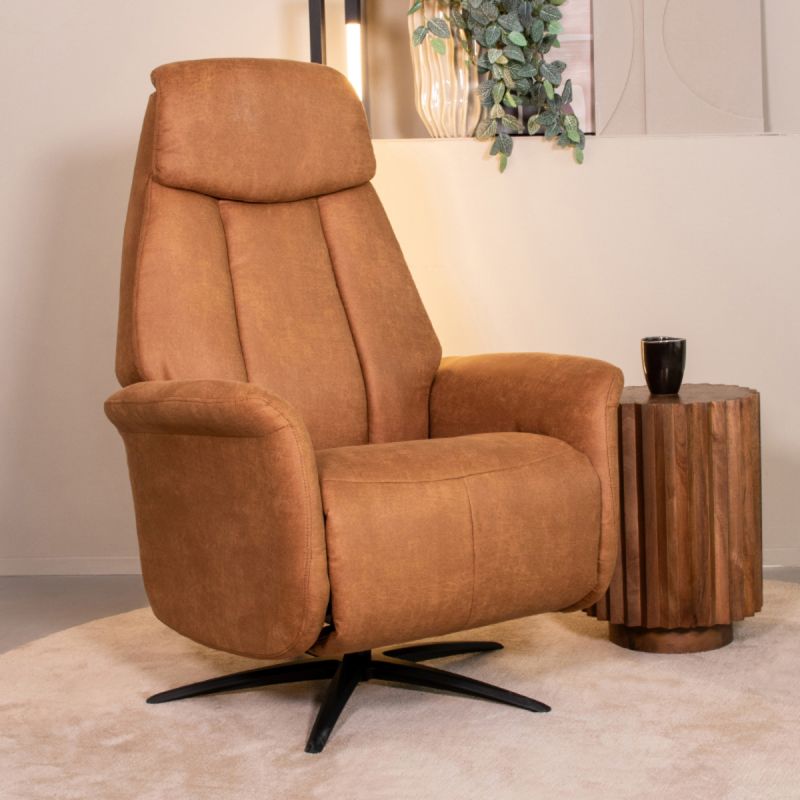 Elektrische Fauteuil Oslo 79x87x112 cm Cognac Micro Suede | Zwart Metaal
