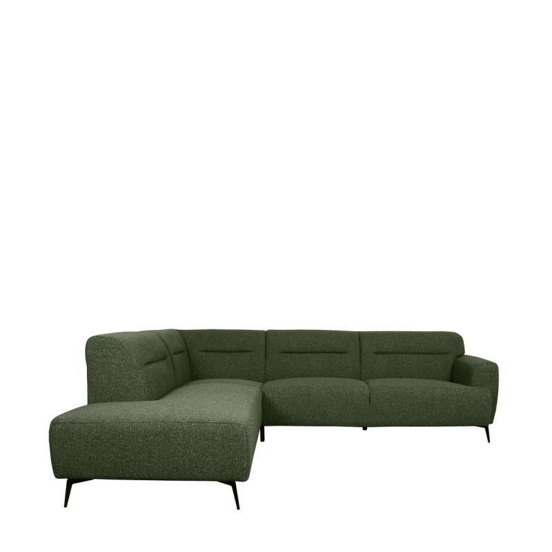 Hoekbank Bolzano Links 270x227x80 cm - Forest Royal Boucle | Zwart Metaal