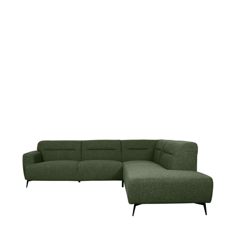 Hoekbank Bolzano Rechts 270x227x80 cm - Forest Royal Boucle | Zwart Metaal