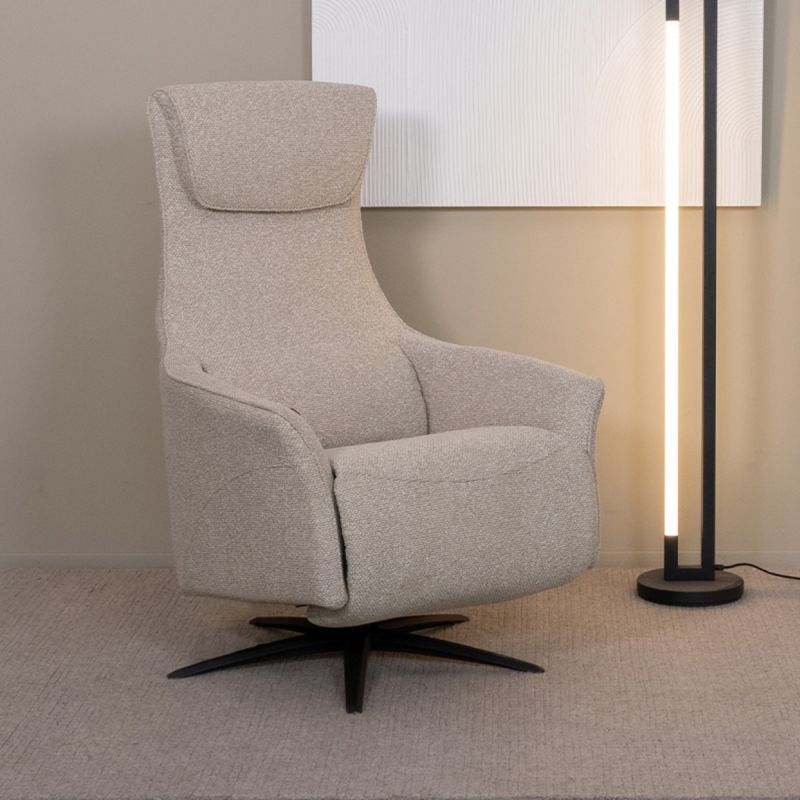 Elektrische Fauteuil Lund 74x83x112 cm Naturel Royal Boucle | Zwart Metaal
