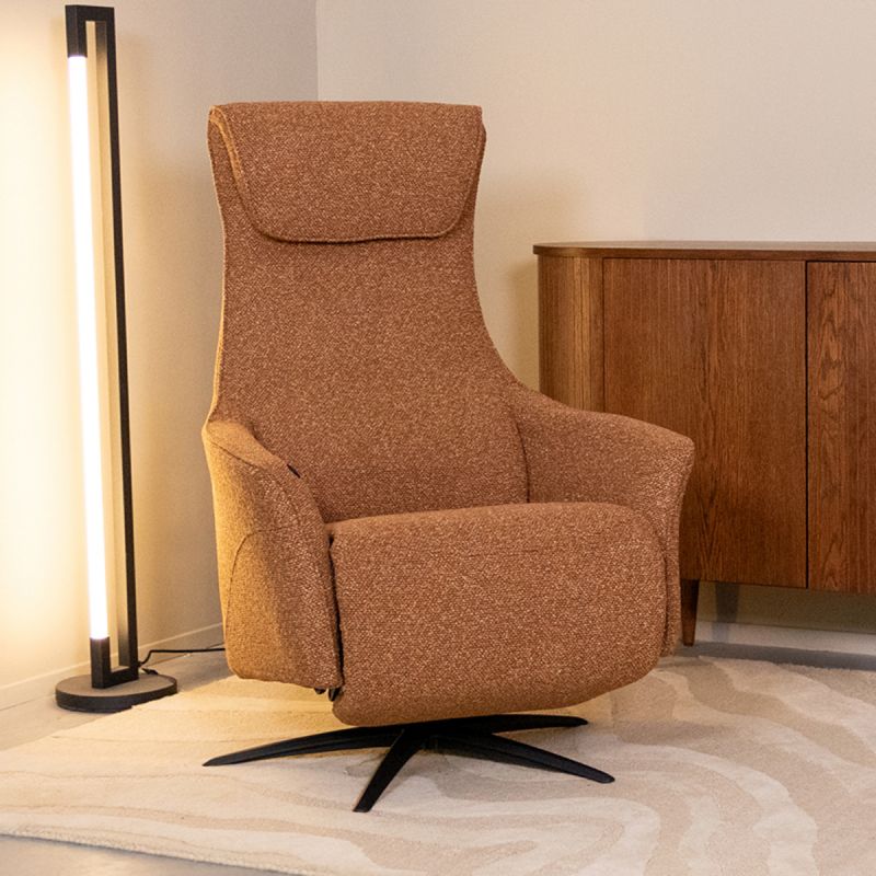 Elektrische Fauteuil Lund 74x83x112 cm Coral Royal Boucle | Zwart Metaal