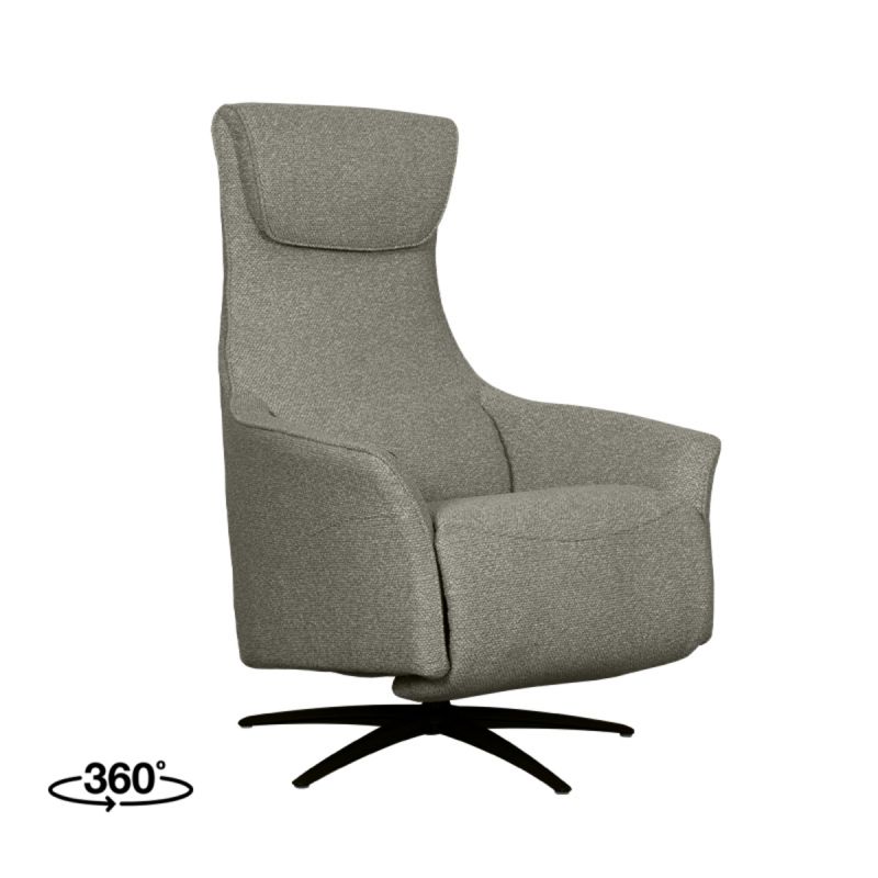 Elektrische Fauteuil Lund 74x83x112 cm Mushroom Royal Boucle | Zwart Metaal