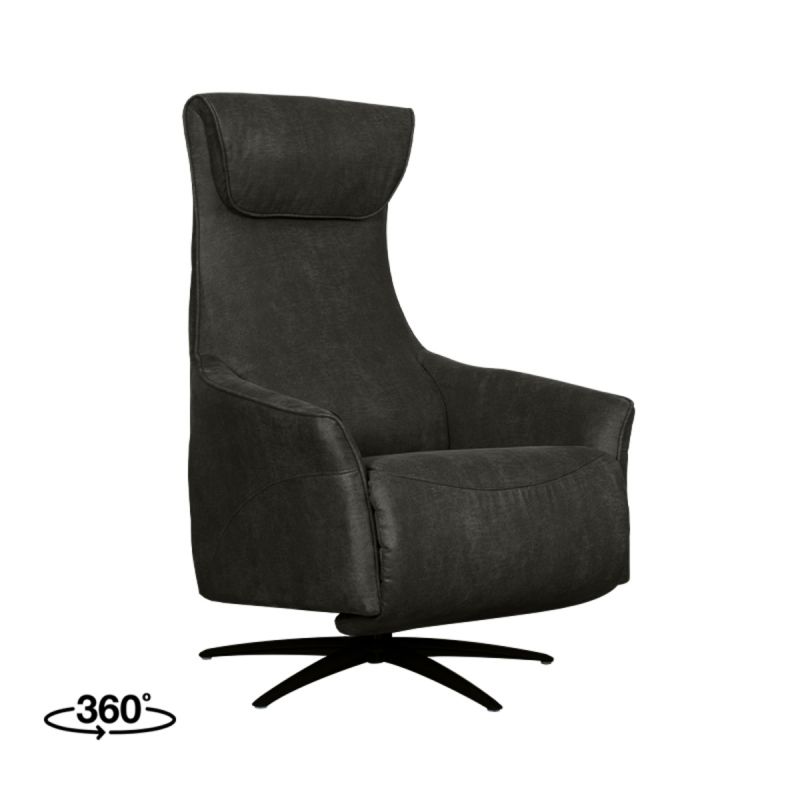 Elektrische Fauteuil Lund 74x83x112 cm Antraciet Micro Suede | Zwart Metaal