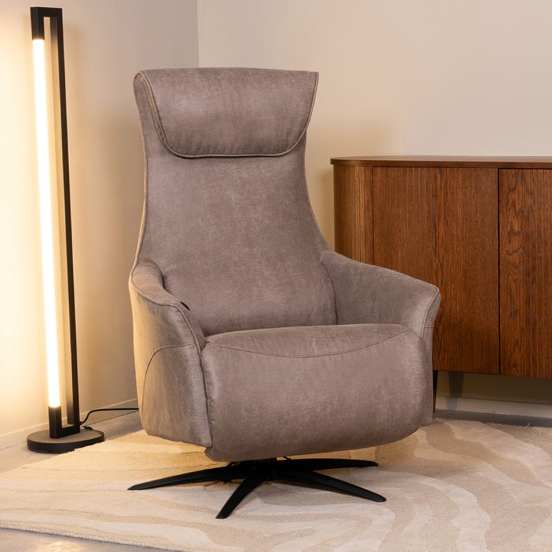 Elektrische Fauteuil Lund 74x83x112 cm Taupe Micro Suede | Zwart Metaal