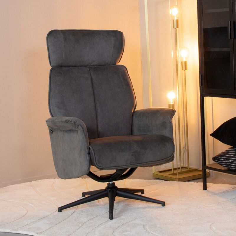 Relaxfauteuil Verdal 77x79x109 cm Antraciet Cosmo | Zwart Metaal