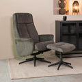 Relaxfauteuil Bergen + Hocker 77x76x105 cm Antraciet Cosmo | Zwart Metaal