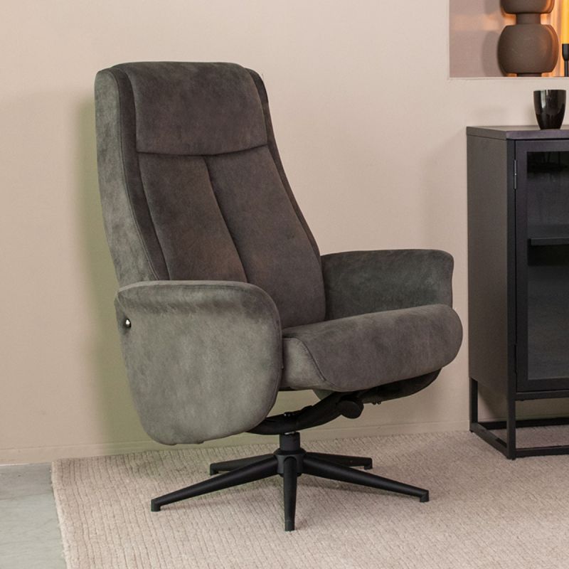 Relaxfauteuil Bergen 77x76x105 cm Antraciet Cosmo | Zwart Metaal