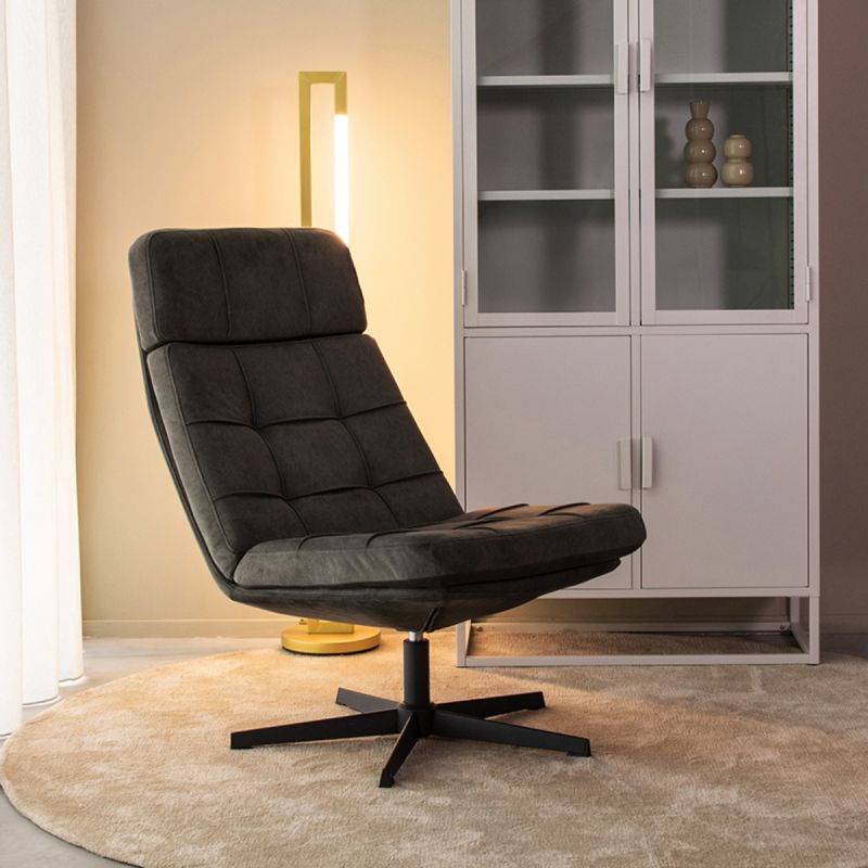 Draaifauteuil Alvar 53x57x83 cm Antraciet Cosmo | Zwart Metaal