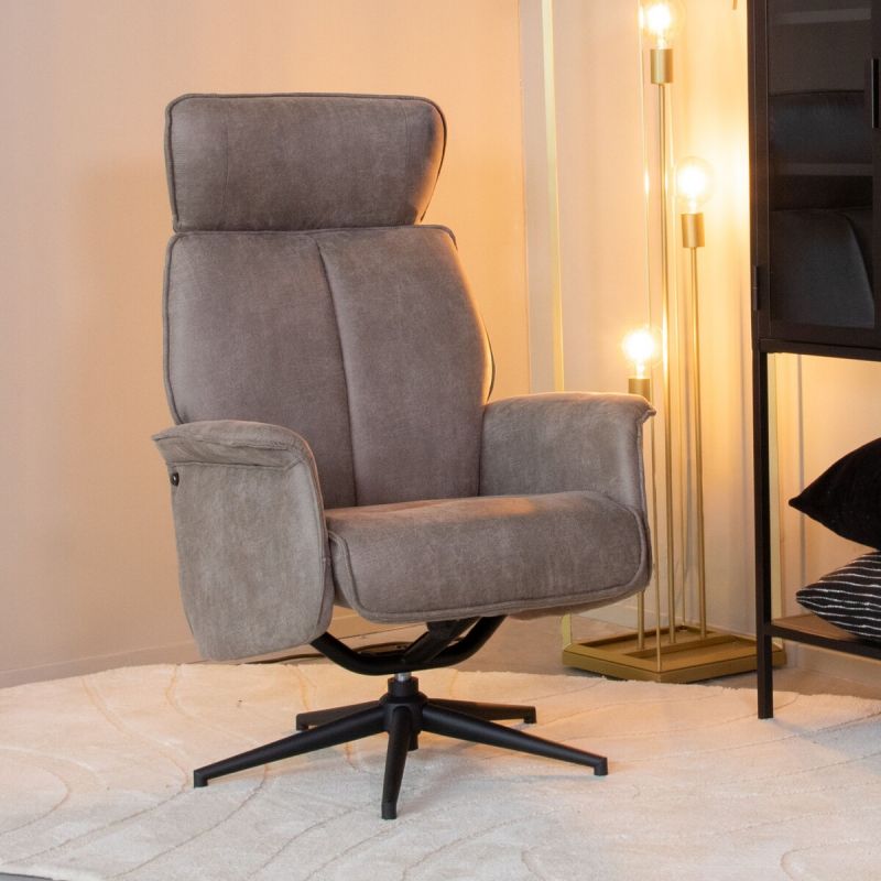 Relaxfauteuil Verdal 77x79x109 cm Taupe Micro Suede | Zwart Metaal