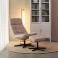 Draaifauteuil Alvar + Hocker 53x57x83 cm Naturel Boucle | Zwart Metaal