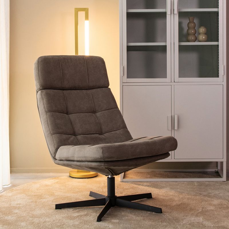 Draaifauteuil Alvar 53x57x83 cm Taupe Micro Suede | Zwart Metaal