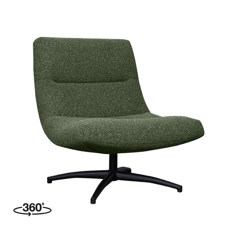 Draaifauteuil Calix 77x93x88 cm Forest Royal Boucle | Zwart Metaal