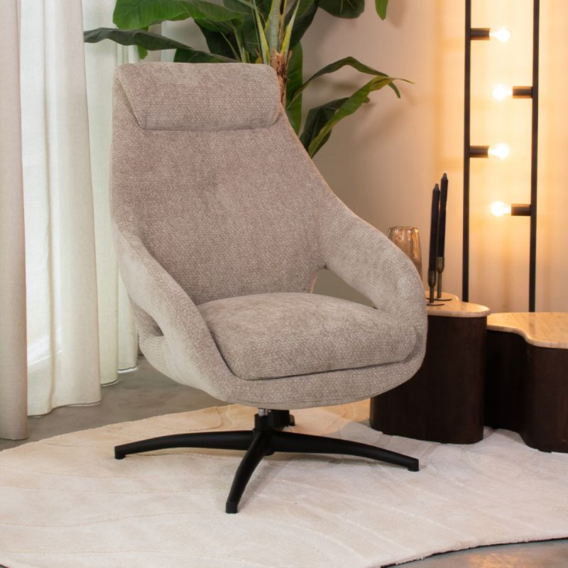 Draaifauteuil Maxwell 75x84x108 cm Clay Elite | Zwart Metaal