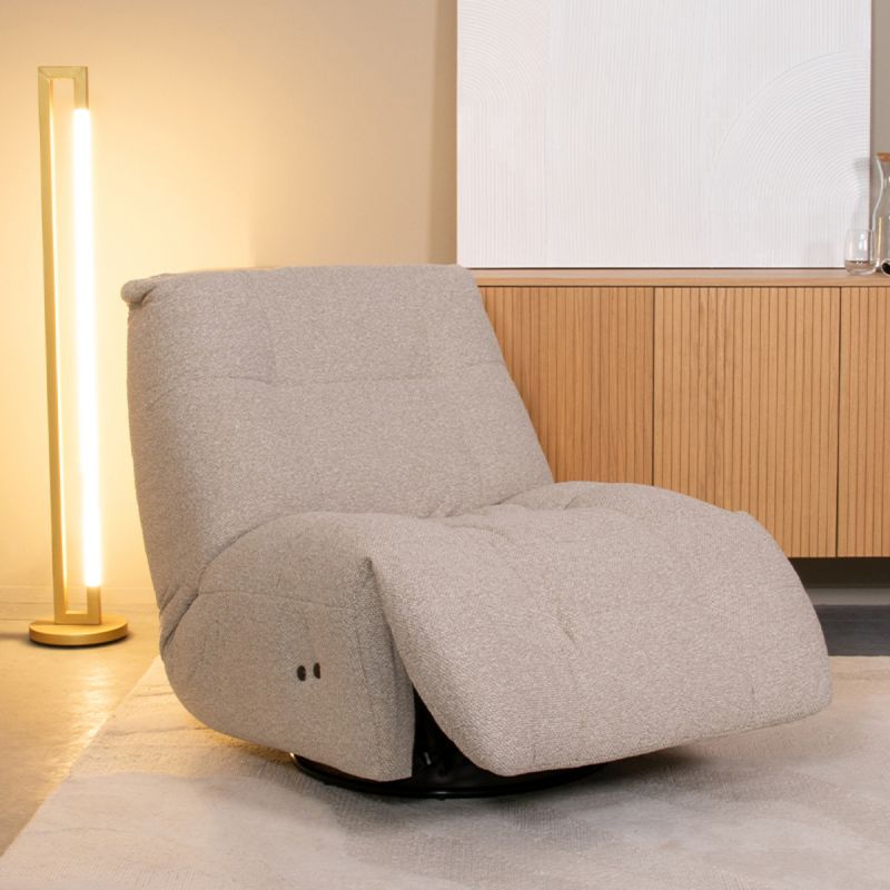Elektrische Fauteuil Relax and Recharge 90x110x95 cm Naturel Royal Boucle | Zwart Metaal