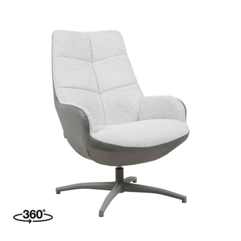 Draaifauteuil Winston 73x82x106 cm Forest Microvezel | Naturel Canyon | Taupe Metaal