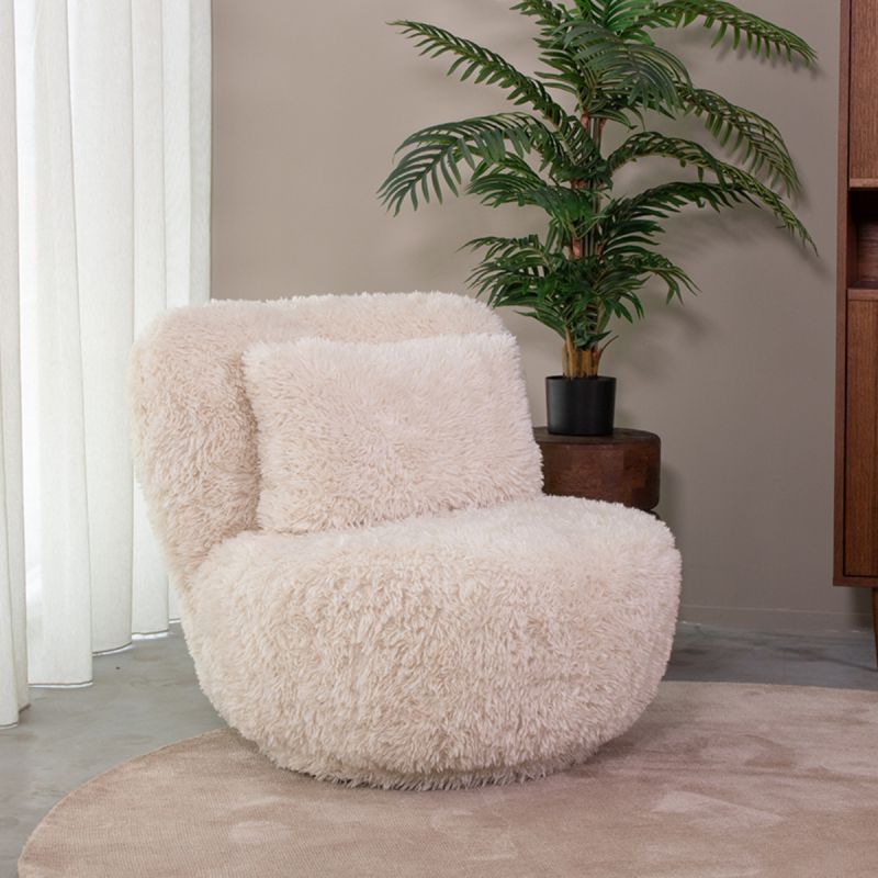 Draaifauteuil Doodle 90x87x73 cm Creme Fluffy