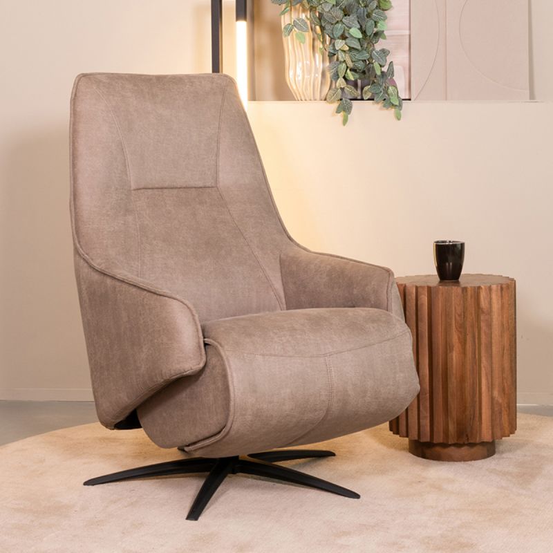 Elektrische Fauteuil Odense 68x87x110 cm Taupe Micro Suede | Zwart Metaal