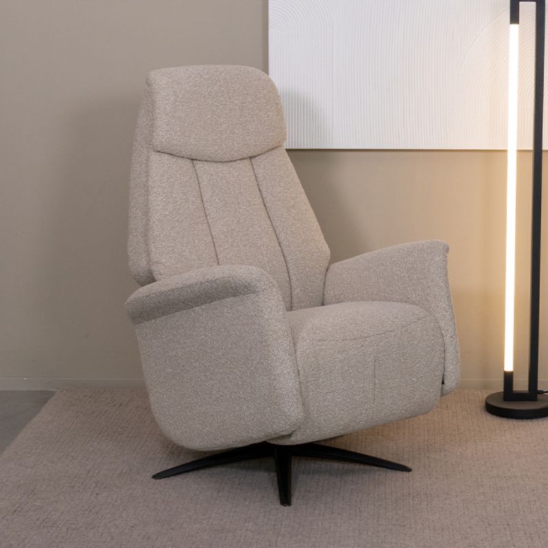 Elektrische Fauteuil Oslo 79x87x112 cm Naturel Royal Boucle | Zwart Metaal