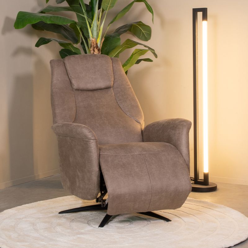 Elektrische Fauteuil Stockholm 77x87x112 cm Taupe Micro Suede | Zwart Metaal