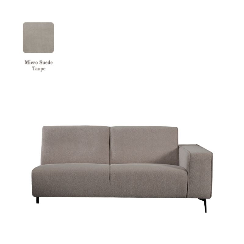 Bank Nero 2,5-Zits Arm Rechts Voorstaand 177x95x80 cm - Taupe Micro Suede | Zwart Metaal