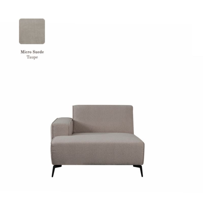 Bank Nero Longchair Arm Links Voorstaand 117x151x80 cm - Taupe Micro Suede | Zwart Metaal