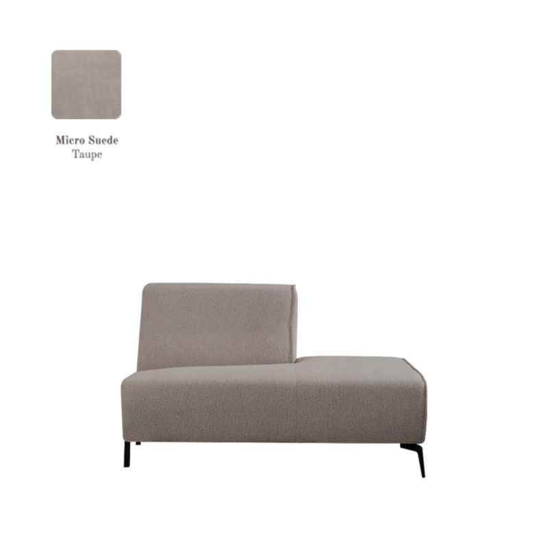 Bank Nero Ottomane Rechts Voorstaand 133x95x80 cm - Taupe Micro Suede | Zwart Metaal