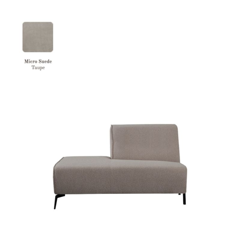 Bank Nero Ottomane Links Voorstaand 133x95x80 cm - Taupe Micro Suede | Zwart Metaal