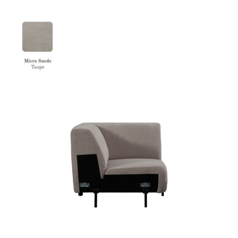 Bank Nero Hoek 97x97x80 cm - Taupe Micro Suede | Zwart Metaal
