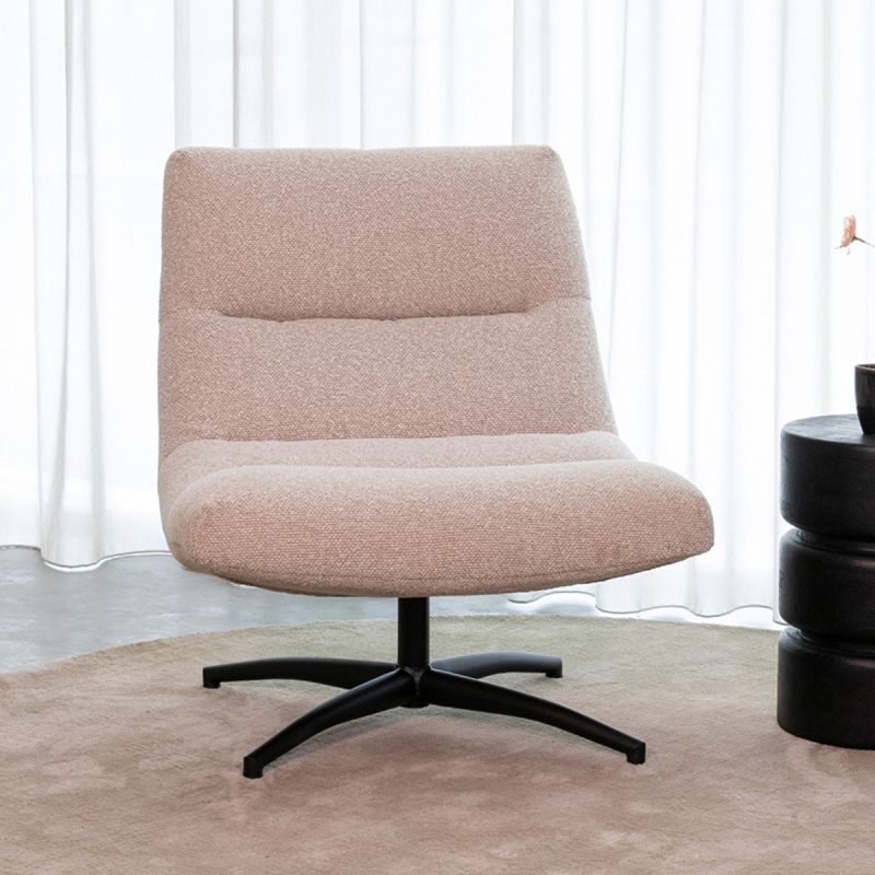 Draaifauteuil Calix 77x93x88 cm Naturel Royal Boucle | Zwart Metaal