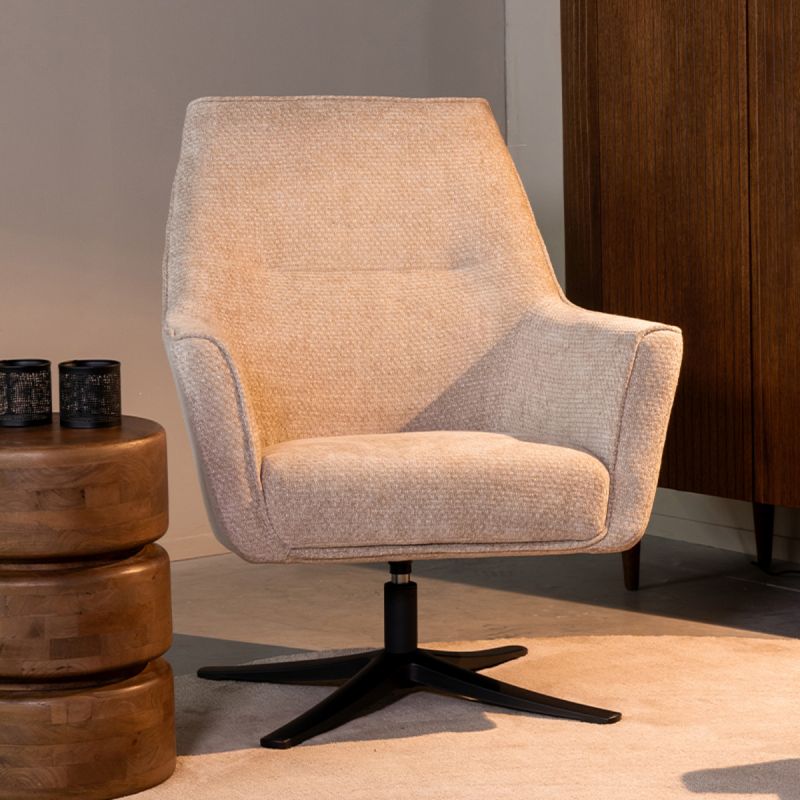 Draaifauteuil Tod 76x75x90 cm Clay Elite | Zwart Metaal