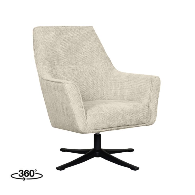 Draaifauteuil Tod 76x75x90 cm Naturel Elite | Zwart Metaal