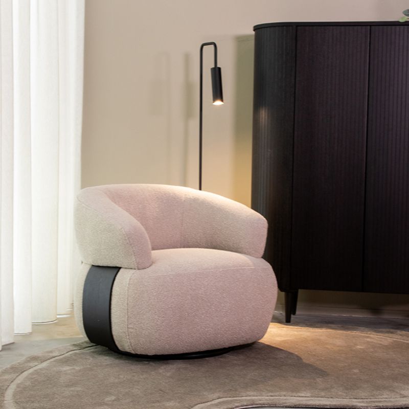 Draaifauteuil Valenza 83x79x73 cm Naturel Boucle | Zwart Eiken